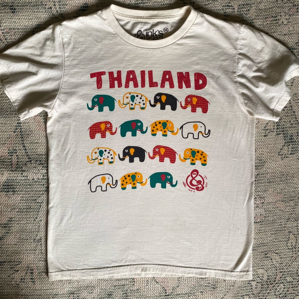Ink’s Idea Women’s Medium Thailand Elephant 🐘 Tshirt 100% cotton Tagless